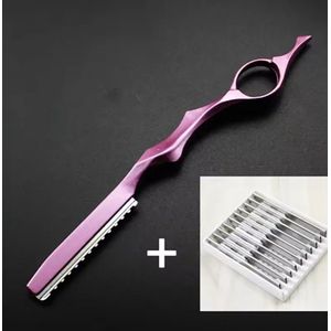 Actie4you® - Styling scheermes - Roze + 10 klassieke scheermessen - Top Kwaliteit - Hoogwaardig staal - Professionele enkelzijdige mesjes - Premium Kappersmes - Verwisselbaar scheermesje