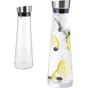 Waterkaraf - Water karaf 2 stuks - glazen karaf met deksel van roestvrij staal - glazen kan voor sapdranken ijsthee warm koud water - zelfgemaakte drankjes