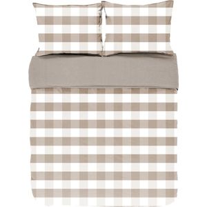 Dekbedovertrek EMMA, Stone washed check katoen, 240x220, taupe