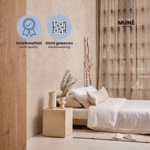 Dekbedovertrek met rits - Hotelkwaliteit Katoen Satijn 300 TC - 200x220 cm + 2 kussenslopen 60x70 cm - Wit - Muné Bedding
