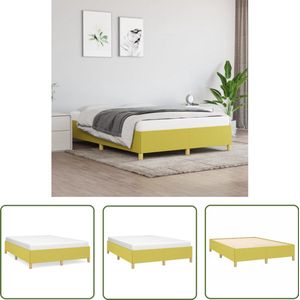 The Living Store Bedframe zonder matras 140x200 cm stof groen - Bed Frame - Tweepersoons Bed - Houten Bedframe - Stoffen Bedframe - Groen Bed