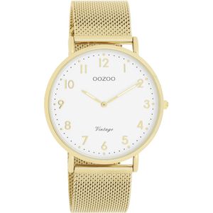 Goudkleurige OOZOO horloge met goudkleurige metalen mesh armband - C20342