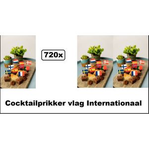 720x Cocktailprikker vlag Internationaal - Cocktail prikker landen vlag carnaval tapas kaas worst snack festival thema party
