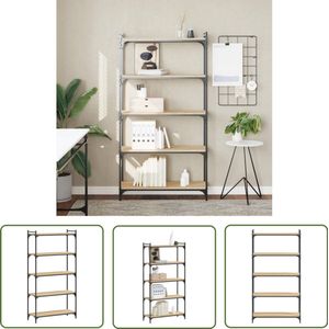 The Living Store Boekenkast 5-laags 80x30x154 cm bewerkt hout sonoma eikenkleur - Boekenkast - Industrieel - Houten Boekenkast - Bruine Boekenkast - Bibliotheekkast