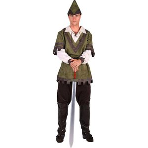 Robin Hood Kostuum Heren - Carnaval - Groen/Wit - Verkleedkleren Mannen - Maat XL