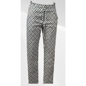 Angelle Milan - Casual broek - Wit met ruiten - Met taillekoord - Travelstof - In maat M - In 5 maten beschikbaar