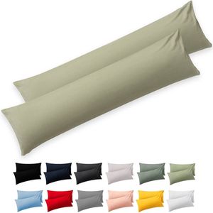 Blumtal - Set Van 2 Kussenslopen - Superzachte Premium Jersey Kussenhoes - 100% Katoen - 40 x 145 cm- Licht Olijfgroen
