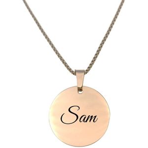 Ketting RVS Met Naam Gravering - Sam - Rosegoud - Rond