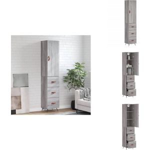 vidaXL Hoge Kast - Hoge Kasten - Dressoir - Buffetkast - Hoge kast 34,5x34x180 cm bewerkt hout grijs sonoma eikenkleurig