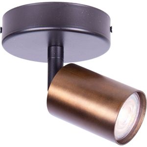 Plafondspot Rond | 1 spot | zwart / brons | metaal | Ø 5,5 cm | draai- en kantelbaar | dimbaar | hal / woonkamer | modern design