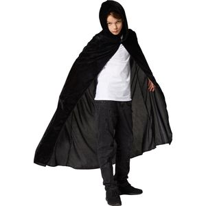 dressforfun - Mystieke fluwelen cape zwart 74 cm - verkleedkleding kostuum halloween verkleden feestkleding carnavalskleding carnaval feestkledij partykleding - 301845