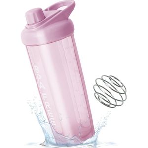 Protein Shaker Fles, Nutrition Eiwit Shaker 700 ml, BPA-vrij, met zeef voor romige, klontervrije shakes - Shaker Protein Shake met schaal, lekvrije beker met draagbare haak roze