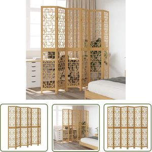 The Living Store Kamerscherm met 6 panelen massief paulowniahout bruin - Kamerscherm - Houten Kamersscherm - Scheidingswand - Paulownia Hout - Designkamerscherm