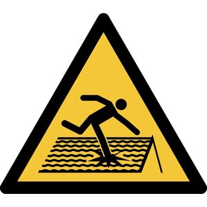 Pictogram bordje Waarschuwing: breekbaar dak | 150 * 133 mm - verpakt per 2 stuks