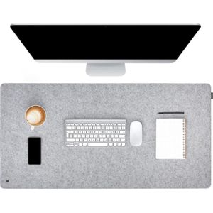 Bureaumat Laptop Onderlegger Vilten (120x60 cm - Lichtgrijs) - XXL Bureau Onderlegger Muismat Schrijfonderlegger Tafelbeschermer