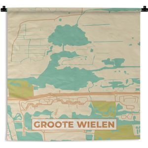 Wandkleed - Wanddoek - Groote Wielen - Plattegrond - Vintage - Stadskaart - Kaart - 120x120 cm - Wandtapijt