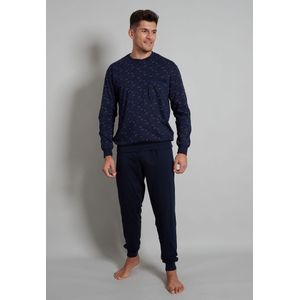 Blauwe herenpyjama met boorden van Götzburg - Blauw - Maat - 54