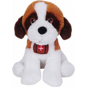 Sint Bernard Hond (Bruin/Wit) Pluche Knuffel 25 cm - reddingshond - reddings sneeuw hond {Boerderij Dieren | Speelgoed Knuffeldier Knuffelbeest voor kinderen jongens meisjes | Dog Animal Plush Toy}
