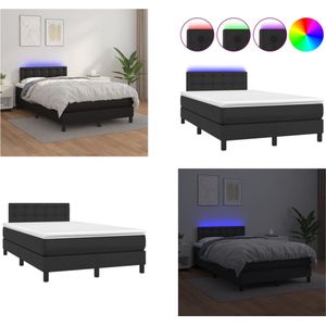 vidaXL Boxspring met matras en LED kunstleer zwart 120x200 cm - Boxspring - Boxsprings - Bed - Slaapmeubel
