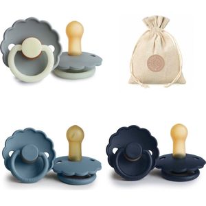 FRIGG Daisy T1 - Dark Navy , Glacier Blue, Night French Grey + Bolletoet speenzakje - 0-6 maanden