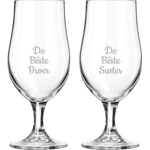 Gegraveerde bierglas op voet 49cl De Bêste Broer- De Bêste Suster