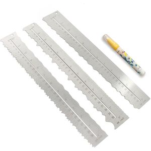 3 Stuks Rvs Papier Scheur Liniaal Set 30Cm Voor Creatief Snijden En Onregelmatige Randen School Kantoor En Architectuur