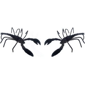 Set van 2x stuks zwarte horror decoratie kreeft 25 cm - Halloween tafeldecoratie kreeften - Enge dieren en insecten