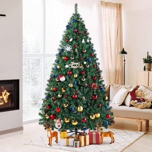 FURNIBELLA - Kunstkerstboom 219 cm (Ø ca. 128 cm) met ca. 1446 punten, dennenboom van sparrenhout, incl. metalen kerstboomstandaard, snelmontage, inklapbaar