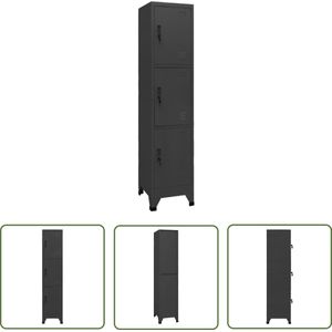 The Living Store Lockerkast 38x45x180 cm staal antracietkleurig - Moderne Opbergkast - Lockers - Kantooropslag - Schoollocker - Metalen Kast