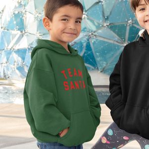 Kerst Hoodie Groen Kind - Team Santa (5-6 jaar - MAAT 110/116) - Kerstkleding voor jongens & meisjes