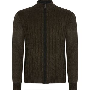 Cappuccino Italia - Heren Sweaters Cable Cardigan Zwart - Groen - Maat XL