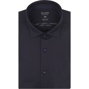 OLYMP No. Six 24/Seven super slim fit overhemd - marine blauw tricot - Strijkvriendelijk - Boordmaat: 42