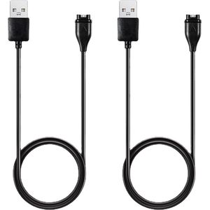 Somstyle 1 Meter USB-oplaadkabel Set Geschikt Voor Garmin Fenix, Forerunner, Approach, Quatix, Vivoactive, Vivomove, Instinct & Venu - 2 stuks - Smartwatch Oplaad Kabel - Zwart