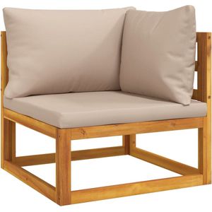 vidaXL - 5-delige - Loungeset - met - kussens - massief - hout - taupe