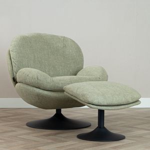 Bronx71 - Isobel - Draaifauteuil - Olijfgroen - Linnen