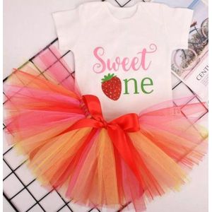 1e verjaardag Cakesmash setje Sweet One Stawberry 2-delig - eerste verjaardag - kinderkleding - babykleding - verjaardag