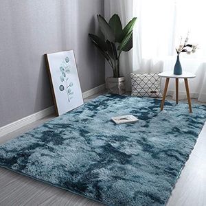 Luxe Shaggy Soft Area tapijt vierkant indoor pluizige antislip tapijten moderne wooncultuur voor woonkamer slaapkamer kinderkamer blauw 60x90 cm