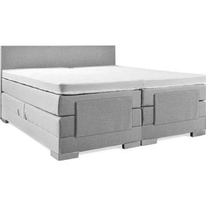 Sweet Sleep Elektrische Boxspring - (140x210) - Incl. Glad hoofdbord - Zilvergrijs met plint