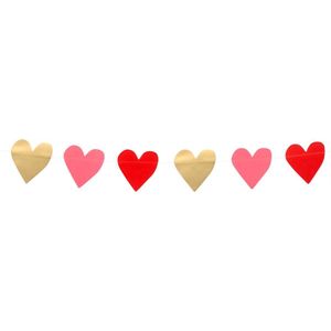 CHPN - Hartjesslinger - Valentijns Slinger - Love - Valentijn - Feestversiering - Liefde - Hartvormige decoratie - Slinger met hartjes - Goud/Rood/Roze - 2M