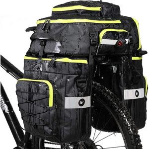 Fietstas, 3-in-1 multifunctionele waterdichte bagagedragertas, 75L fietsbagagedragertas, fietsreistas met regenhoes, voor heren