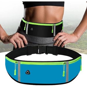 Running Belt | Heuptas | Buik Tas | Sportriem | Hardloop Riem Band Fles | Wandelen | Met Headset | Telefoon Geschikt voor: Telefoons / iPhone / Smartphone | Snack | Kleine Drinkfles | Waterafstotend | Heup riem | Blauw