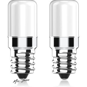 Mrs. Jones Eco.Luma E14 ledlampen 2 W vervanging voor 20 W halogeenlampen 170 lumen 6000 K koudwit - koelkast naaimachine afzuigkap kleine vitrine - verpakking van 2 - AC 220-230 V .
