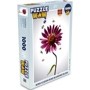 Puzzel Bijen vliegen rond bloeiende bloem - Legpuzzel - Puzzel 1000 stukjes volwassenen