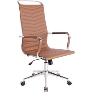 Bureaustoel - Bureaustoelen voor volwassenen - Hoge rugleuning - In hoogte verstelbaar - Kunstleer - Bruin - 57x65x120 cm