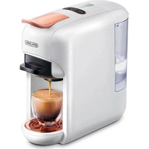 Rustive Koffiemachine 5 in 1 - Nespresso & Espressomachine - 19 Bar pompdruk - Half Gemalen Koffie - Warm & Koud - Wit