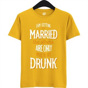 Am Getting Married | Vrijgezellenfeest Cadeau Man - Groom To Be Bachelor Party - Grappig Bruiloft En Bruidegom Bier Shirt - T-Shirt - Unisex - Geel - Maat S