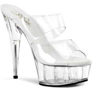 Pleaser - DELIGHT-602 Muiltjes met hak - US 8 - 38 Shoes - Transparant/Zilverkleurig