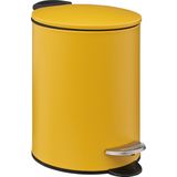 5Five Pedaalemmer - mosterd geel - metaal - 3L - 23 cm - soft close - voor badkamer en toilet