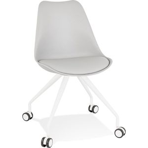 Alterego Grijze bureaustoel op wieltjes 'SKIN' met metalen frame