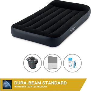 Intex Luchtbed - 1-Persoons - 99 x 191 x 25 cm - Donkerblauw - Inclusief Pomp - Hoeslaken en Reparatieset